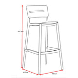 Silla Bar para Exteriores Manila Negro 37x101.5cm con Espaldar y sin Apoya Brazos
