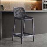 Silla Bar para Exteriores Miame Gris Oscuro 44x95.5cm con Espaldar y sin Apoya Brazos