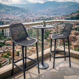 Silla Bar para Exteriores Miame Gris Oscuro 44x95.5cm con Espaldar y sin Apoya Brazos