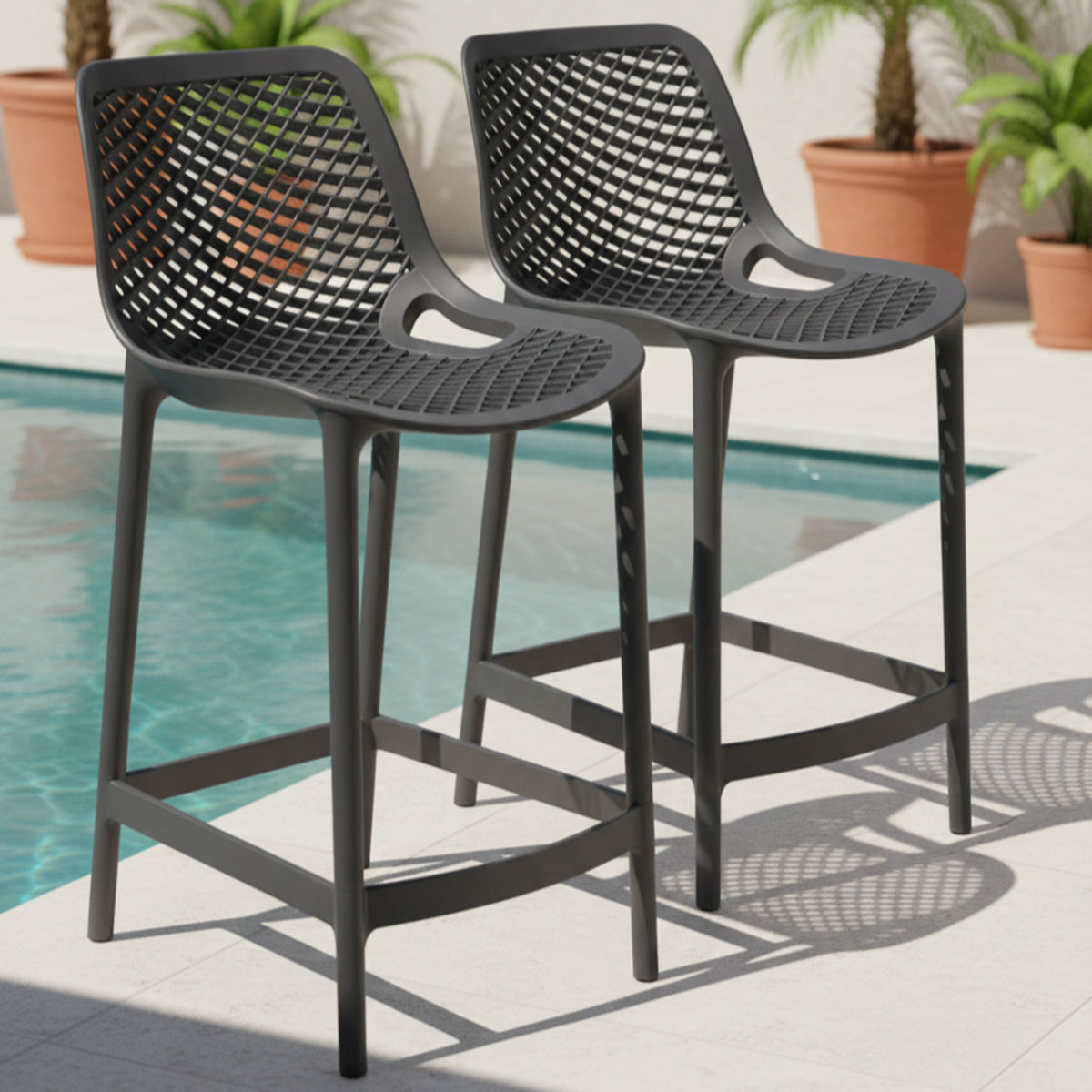 Silla Bar para Exteriores Miame Negro 44x95.5cm con Espaldar y sin Apoya Brazos