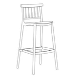 Silla Bar para Exteriores Oxford Negro 37x104cm con Espaldar y sin Apoya Brazos
