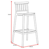 Silla Bar para Exteriores Oxford Negro 37x104cm con Espaldar y sin Apoya Brazos