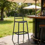 Silla Bar para Exteriores Palawan Negro 37x101.5cm con Espaldar y sin Apoya Brazos