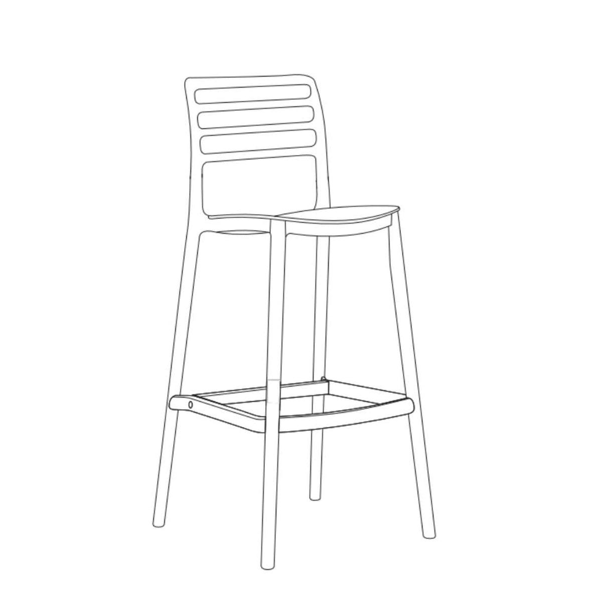 Silla Bar para Exteriores Palawan Negro 37x101.5cm con Espaldar y sin Apoya Brazos
