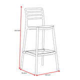 Silla Bar para Exteriores Palawan Negro 37x101.5cm con Espaldar y sin Apoya Brazos
