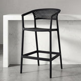 Silla Bar para Exteriores Salvador Negro 57x105cm con Espaldar y con Apoya Brazos