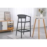 Silla Bar para Exteriores Salvador Negro 57x105cm con Espaldar y con Apoya Brazos