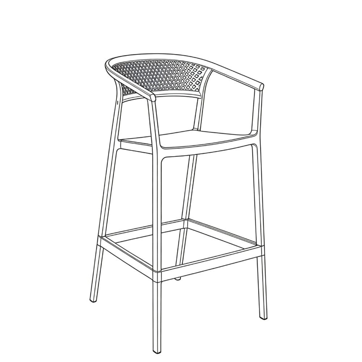 Silla Bar para Exteriores Salvador Negro 57x105cm con Espaldar y con Apoya Brazos