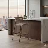 Silla Bar para Exteriores Salvador Taupe 57x105cm con Espaldar y con Apoya Brazos