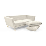 Sofá Grecia Taupe Dicosta y Matiz Natural 192x84cm de Tres Puestos con Apoya Brazos