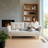 Sofá Grecia Taupe Dicosta y Matiz Natural 192x84cm de Tres Puestos con Apoya Brazos