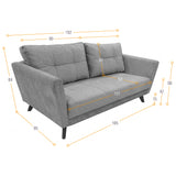 Sofá Grecia Taupe Dicosta y Matiz Natural 192x84cm de Tres Puestos con Apoya Brazos