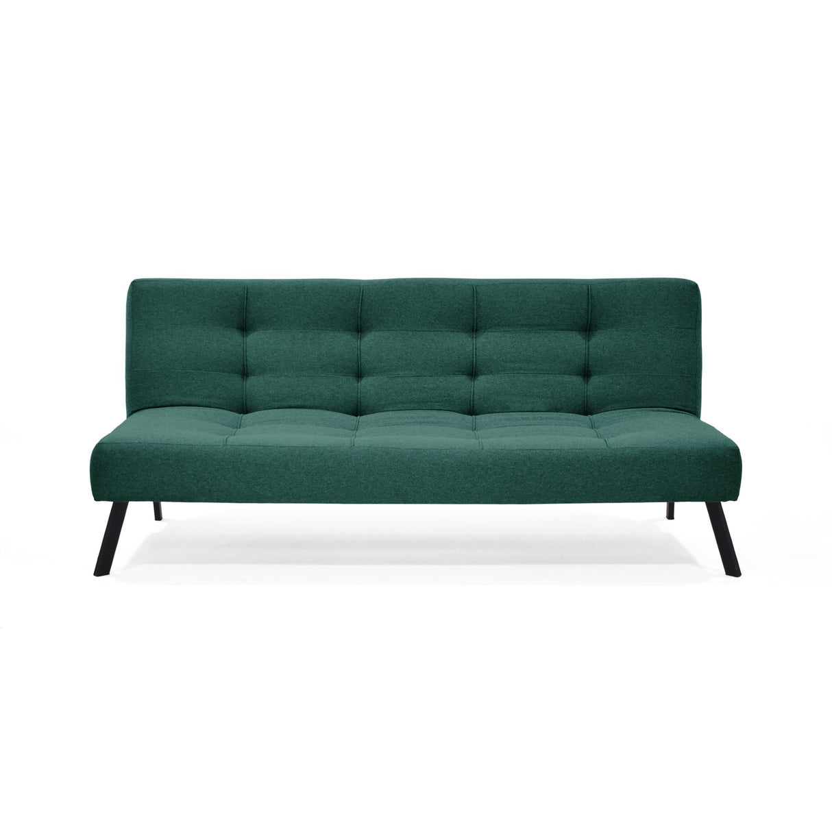 Sofá Cama Asher Petróleo Eureka y Metálico Negro 184x80cm de Tres Puestos Reclinable sin Apoya Brazos