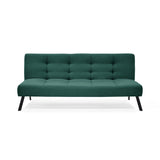 Sofá Cama Asher Petróleo Eureka y Metálico Negro 184x80cm de Tres Puestos Reclinable sin Apoya Brazos