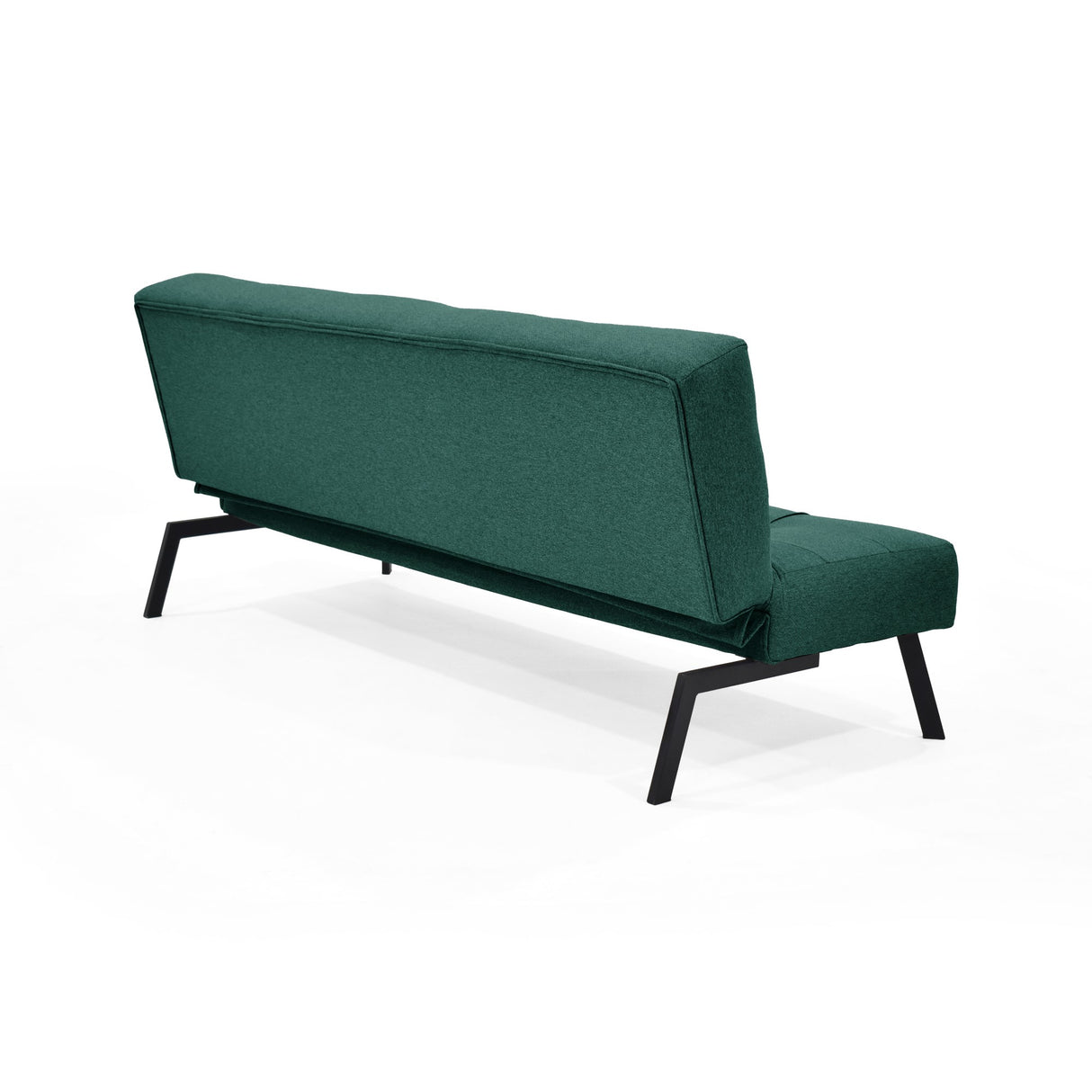 Sofá Cama Asher Petróleo Eureka y Metálico Negro 184x80cm de Tres Puestos Reclinable sin Apoya Brazos