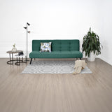 Sofá Cama Asher Petróleo Eureka y Metálico Negro 184x80cm de Tres Puestos Reclinable sin Apoya Brazos