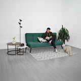 Sofá Cama Asher Petróleo Eureka y Metálico Negro 184x80cm de Tres Puestos Reclinable sin Apoya Brazos