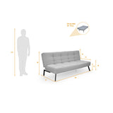 Sofá Cama Asher Petróleo Eureka y Metálico Negro 184x80cm de Tres Puestos Reclinable sin Apoya Brazos
