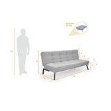 Sofá Cama Asher Petróleo Eureka y Metálico Negro 184x80cm de Tres Puestos Reclinable sin Apoya Brazos