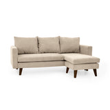 Sofá en L Barbados Beige Dorsey y Matiz Caramelo 190x85cm de Tres Puestos con Apoya Brazos