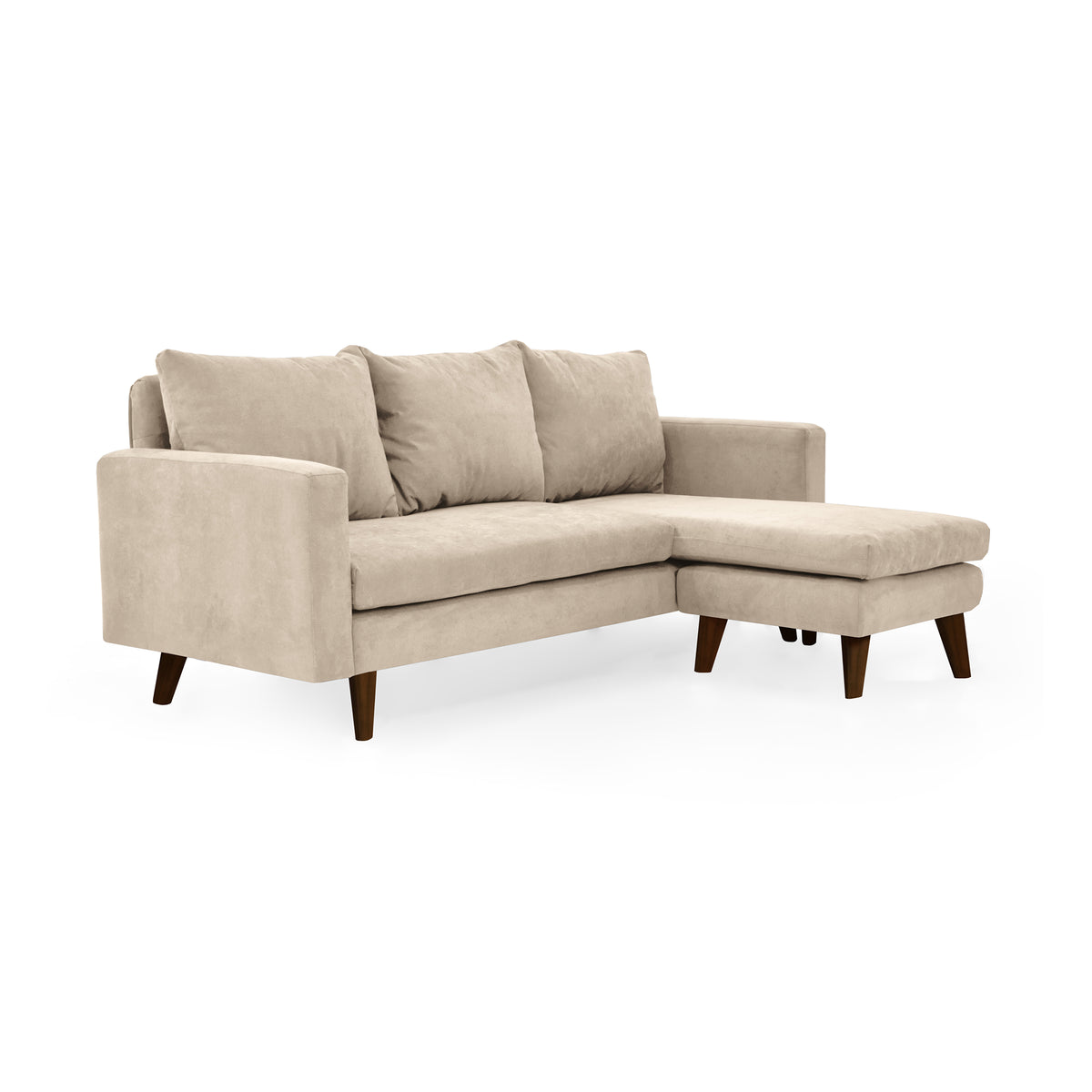Sofá en L Barbados Beige Dorsey y Matiz Caramelo 190x85cm de Tres Puestos con Apoya Brazos