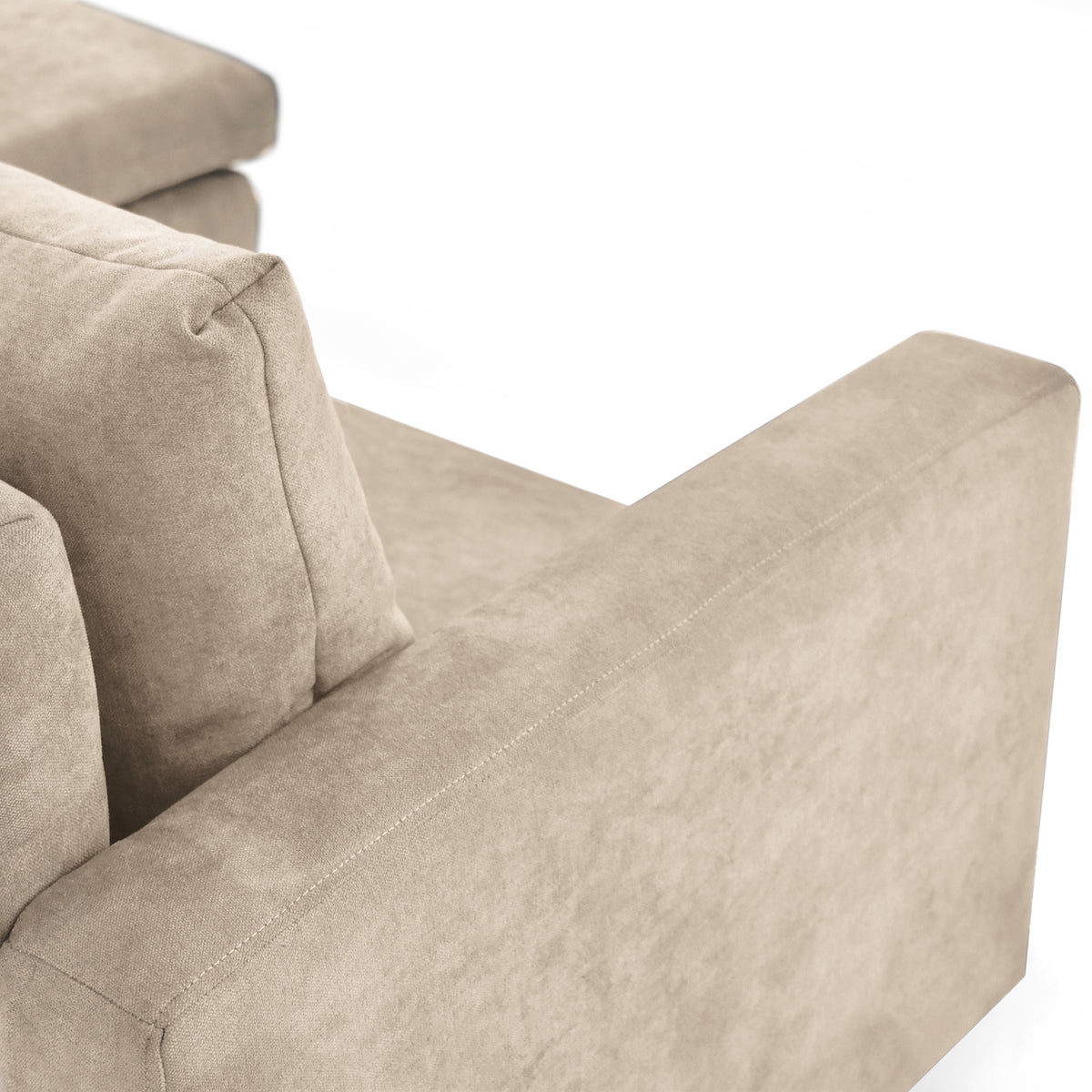 Sofá en L Barbados Beige Dorsey y Matiz Caramelo 190x85cm de Tres Puestos con Apoya Brazos