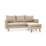 Sofá en L Barbados Beige Dorsey y Matiz Natural 190x85cm de Tres Puestos con Apoya Brazos