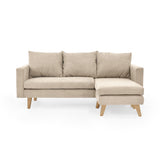 Sofá en L Barbados Beige Dorsey y Matiz Natural 190x85cm de Tres Puestos con Apoya Brazos