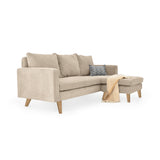 Sofá en L Barbados Beige Dorsey y Matiz Natural 190x85cm de Tres Puestos con Apoya Brazos