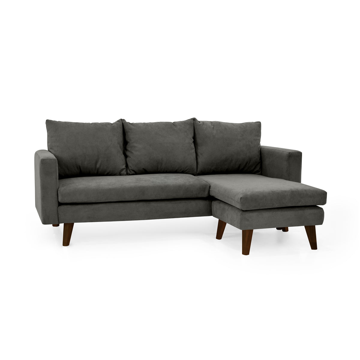 Sofá en L Barbados Gris Dorsey y Matiz Caramelo 190x85cm de Tres Puestos con Apoya Brazos