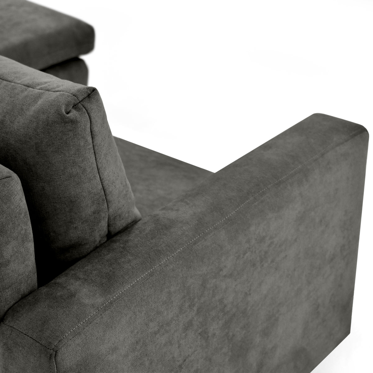 Sofá en L Barbados Gris Dorsey y Matiz Caramelo 190x85cm de Tres Puestos con Apoya Brazos