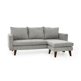 Sofá en L Barbados Plata Dorsey y Matiz Caramelo 190x85cm de Tres Puestos con Apoya Brazos