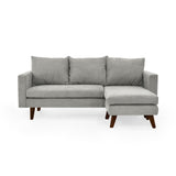 Sofá en L Barbados Plata Dorsey y Matiz Caramelo 190x85cm de Tres Puestos con Apoya Brazos