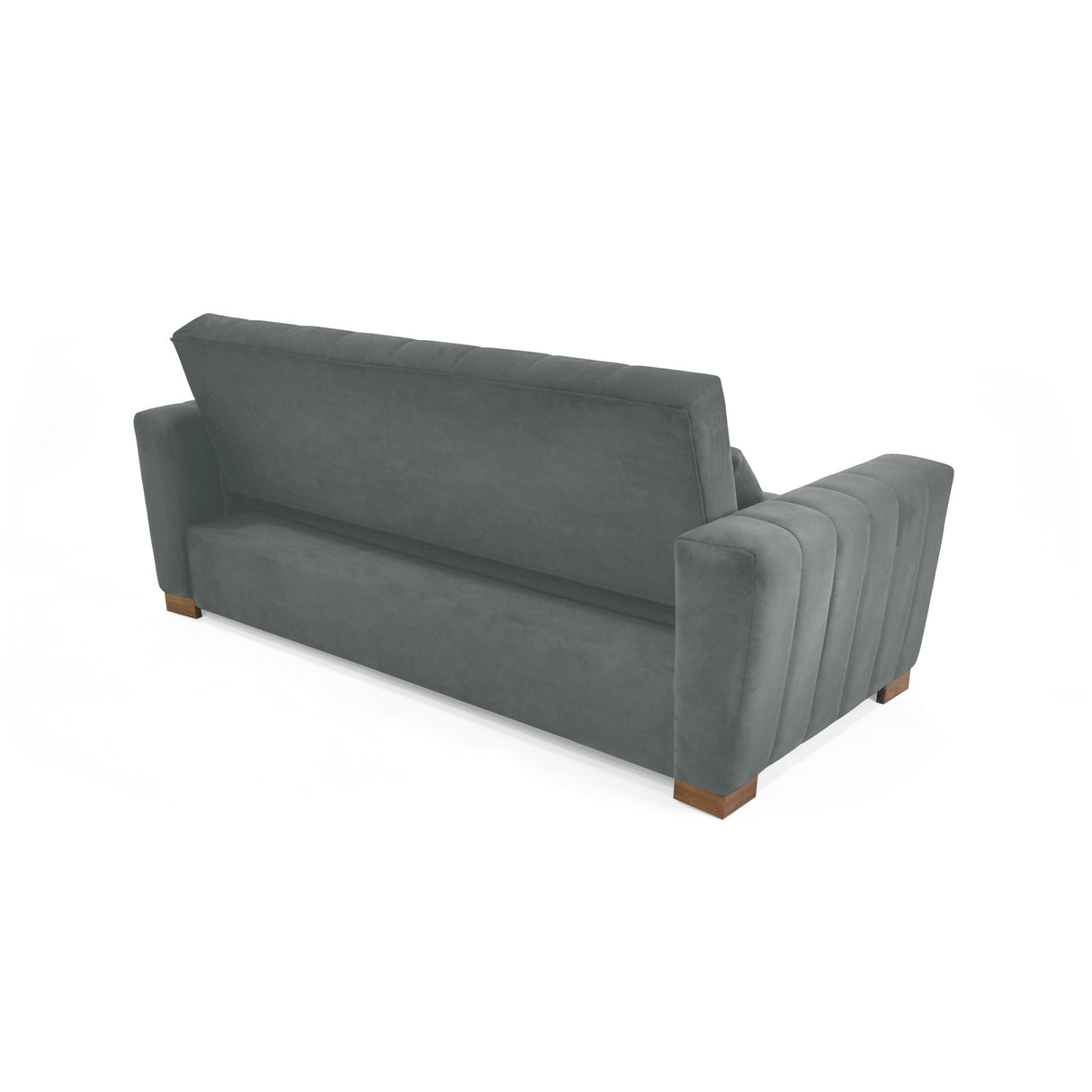Sofá Cama Hannover Gris Denver y Matiz Caoba 210x85cm de Tres Puestos Reclinable sin Apoya Brazos