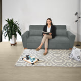 Sofá Cama Hannover Gris Denver y Matiz Caoba 210x85cm de Tres Puestos Reclinable sin Apoya Brazos