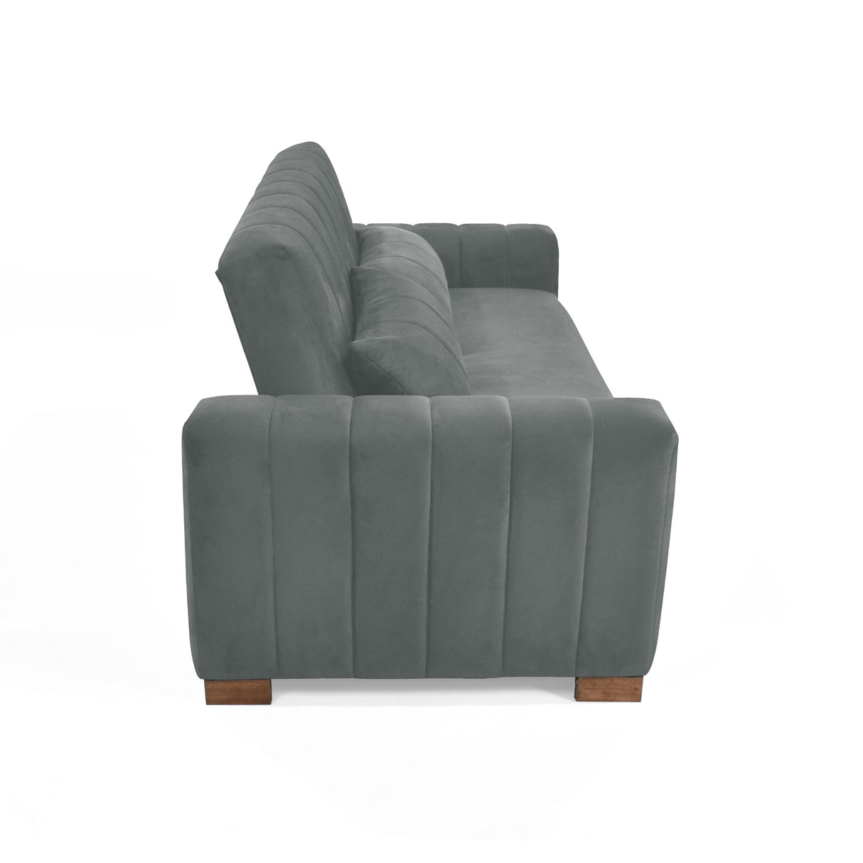 Sofá Cama Hannover Gris Denver y Matiz Caoba 210x85cm de Tres Puestos Reclinable sin Apoya Brazos