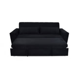 Sofá Cama Hannover Negro Denver y Matiz Caoba 210x85cm de Tres Puestos Reclinable sin Apoya Brazos