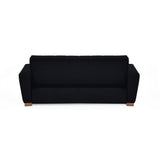 Sofá Cama Hannover Negro Denver y Matiz Caoba 210x85cm de Tres Puestos Reclinable sin Apoya Brazos