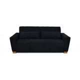 Sofá Cama Hannover Negro Denver y Matiz Caoba 210x85cm de Tres Puestos Reclinable sin Apoya Brazos