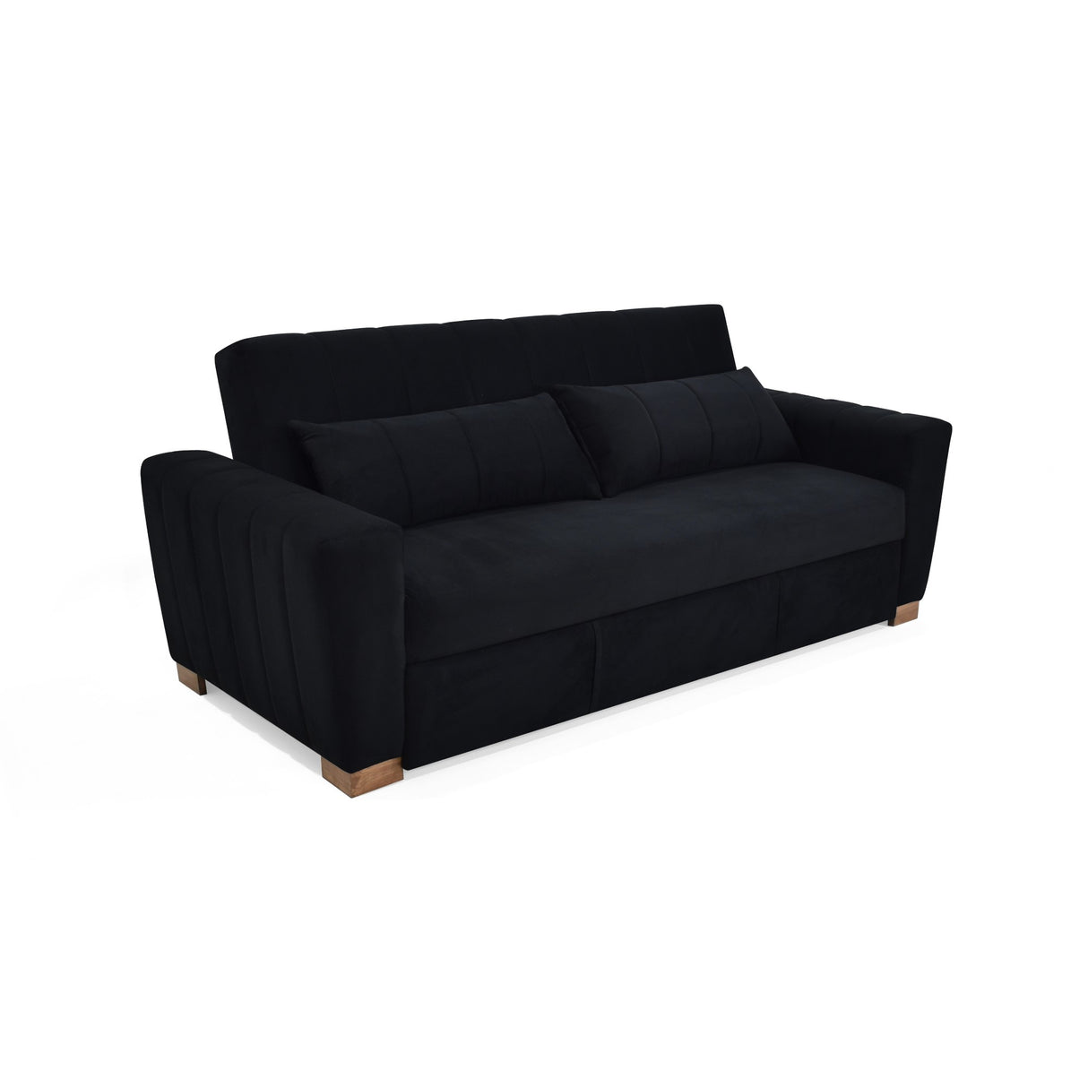 Sofá Cama Hannover Negro Denver y Matiz Caoba 210x85cm de Tres Puestos Reclinable sin Apoya Brazos
