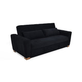 Sofá Cama Hannover Negro Denver y Matiz Caoba 210x85cm de Tres Puestos Reclinable sin Apoya Brazos