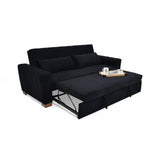 Sofá Cama Hannover Negro Denver y Matiz Caoba 210x85cm de Tres Puestos Reclinable sin Apoya Brazos