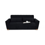 Sofá Cama Hannover Negro Denver y Matiz Caoba 210x85cm de Tres Puestos Reclinable sin Apoya Brazos