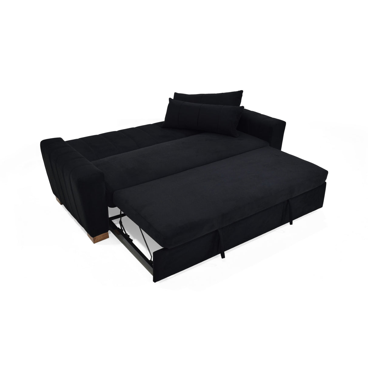 Sofá Cama Hannover Negro Denver y Matiz Caoba 210x85cm de Tres Puestos Reclinable sin Apoya Brazos