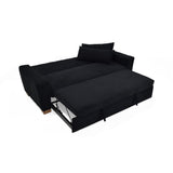 Sofá Cama Hannover Negro Denver y Matiz Caoba 210x85cm de Tres Puestos Reclinable sin Apoya Brazos