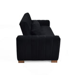Sofá Cama Hannover Negro Denver y Matiz Caoba 210x85cm de Tres Puestos Reclinable sin Apoya Brazos