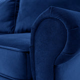 Sofá Lancaster Azul Denver y Matiz Natural 217x80cm de Tres Puestos sin Apoya Brazos