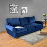 Sofá Lancaster Azul Denver y Matiz Natural 217x80cm de Tres Puestos sin Apoya Brazos