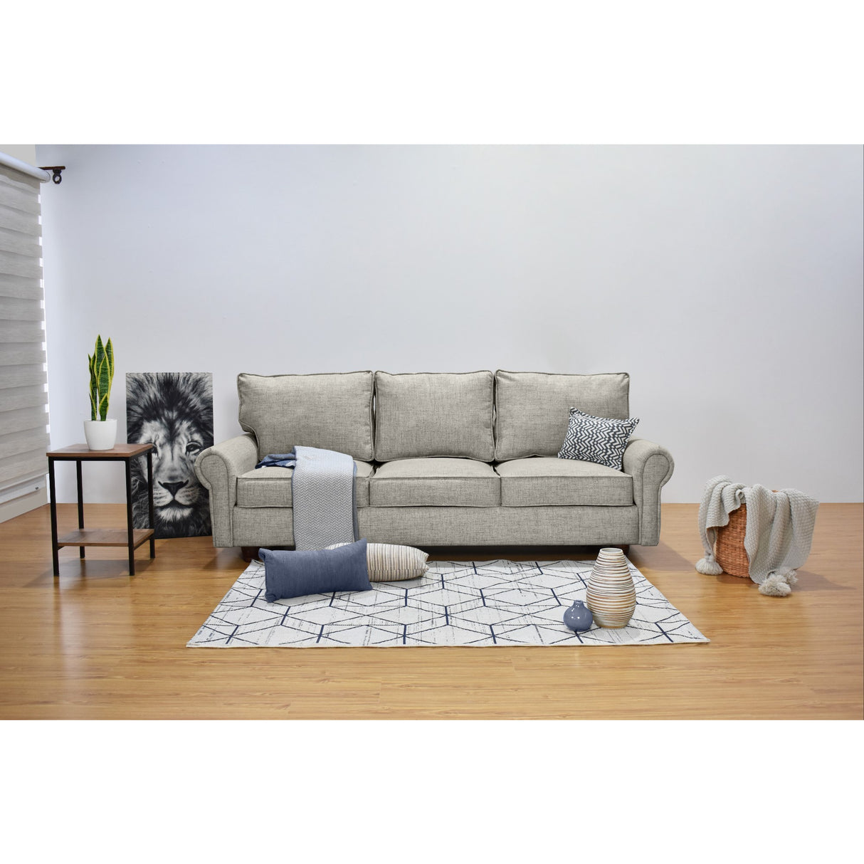Sofá Lancaster Taupe Dicosta y Matiz Natural 217x80cm de Tres Puestos sin Apoya Brazos