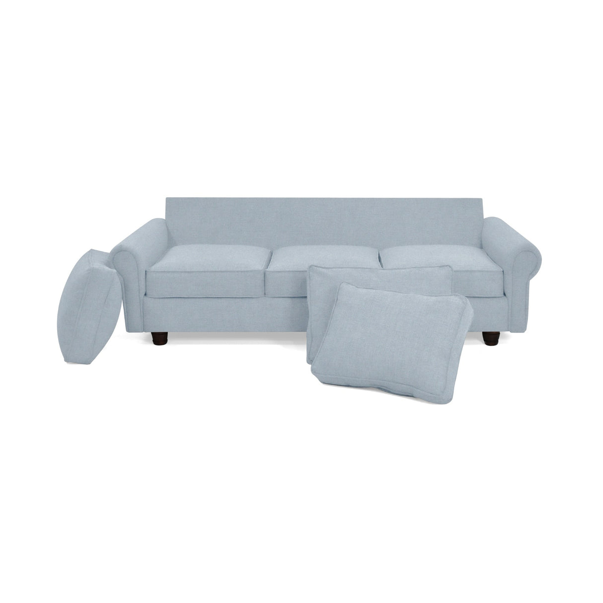 Sofá Lancaster Plata Eureka y Matiz Wengue 217x80cm de Tres Puestos sin Apoya Brazos